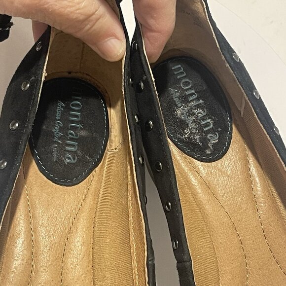 Montana Artisan crafted Suede Studded Ankle Strap Shoes In Black Sz 6.5M 4015821 - Picture 16 of 16